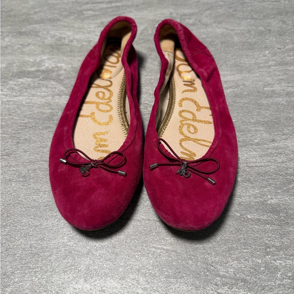Sam Edelman Felicia Suede Leather Ballet Flats Bow Charm Womens 9M Pink